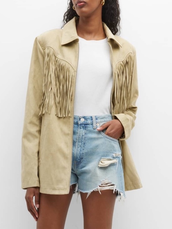 WeWoreWhat Jackets & Blazers - WeWoreWhat Faux Suede Fringe Zip-Front Jacket
